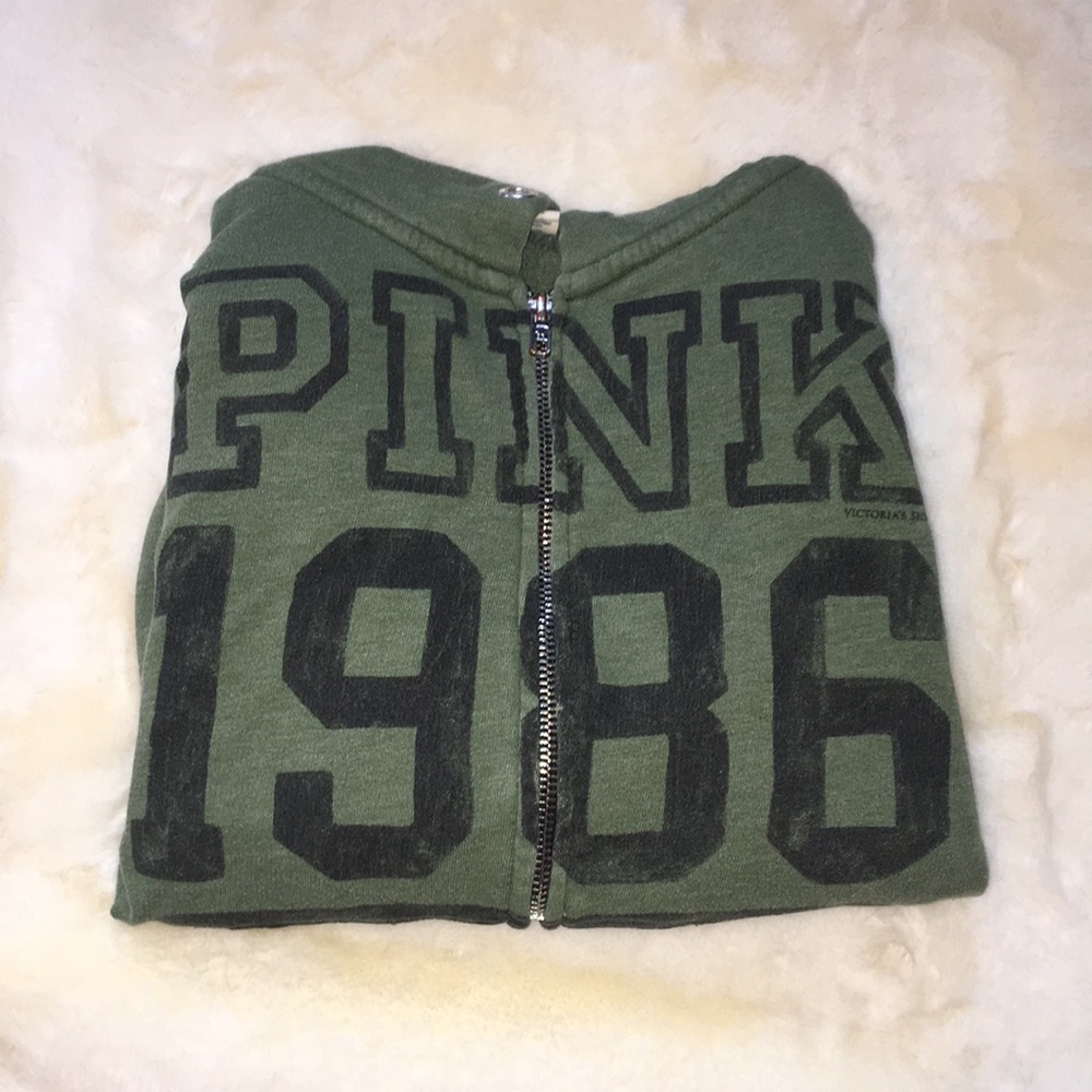 PINK VS green zip up hoodie